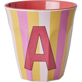 RICE Pinkish Stripes Melamin Alfabet Kop