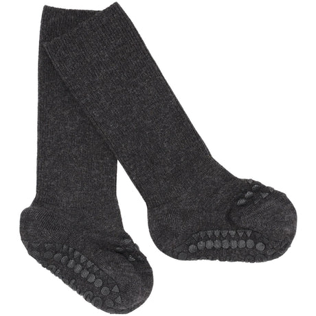 Gobabygo Dark Grey Melange Non-Slip Strømper Bambus