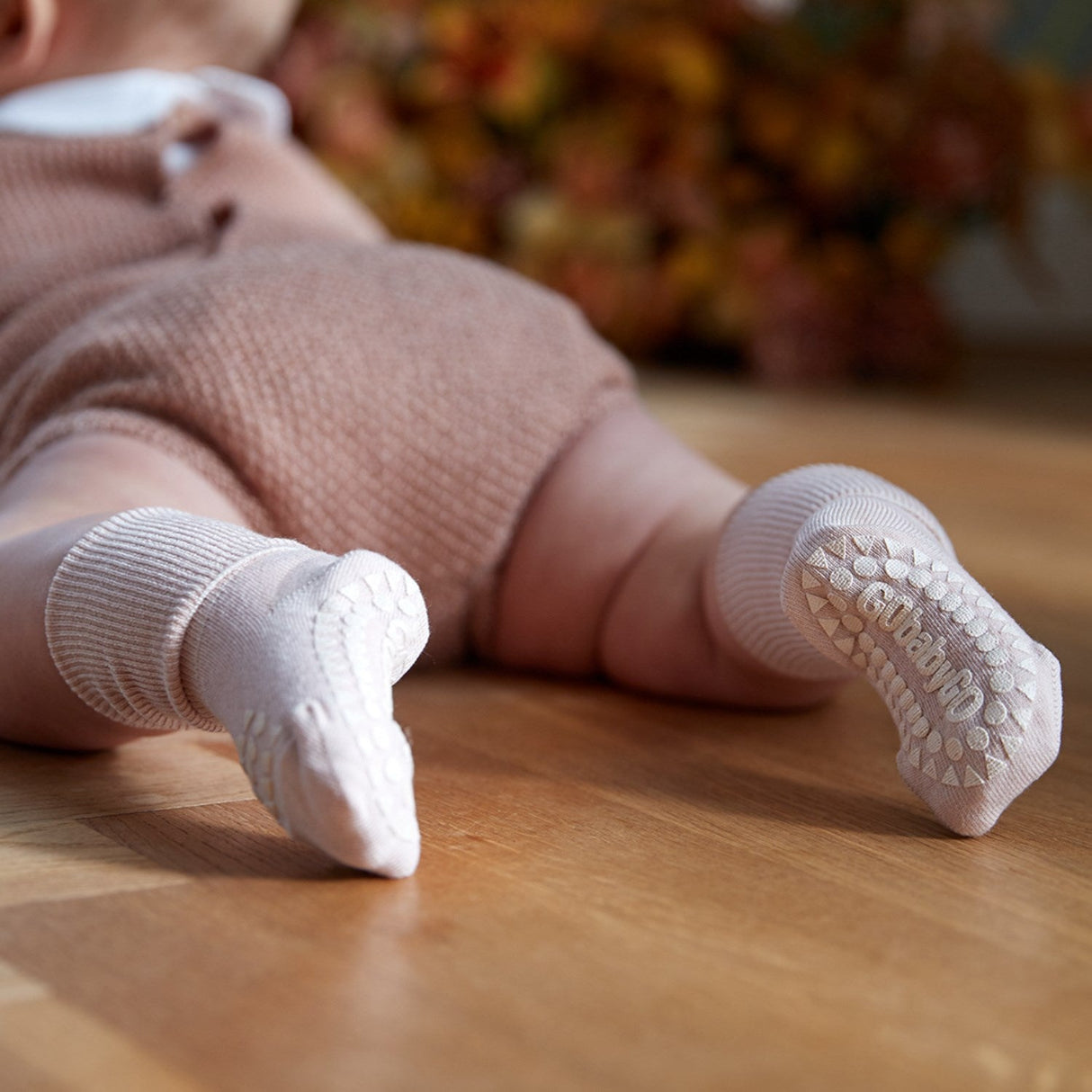 Gobabygo Soft Pink Non-Slip Strømper Bambus