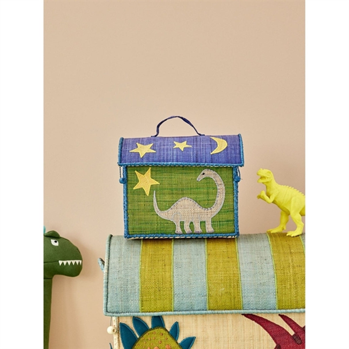 RICE Dinosaur Theme Opbevaringkurv med Hank Ekstra Lille