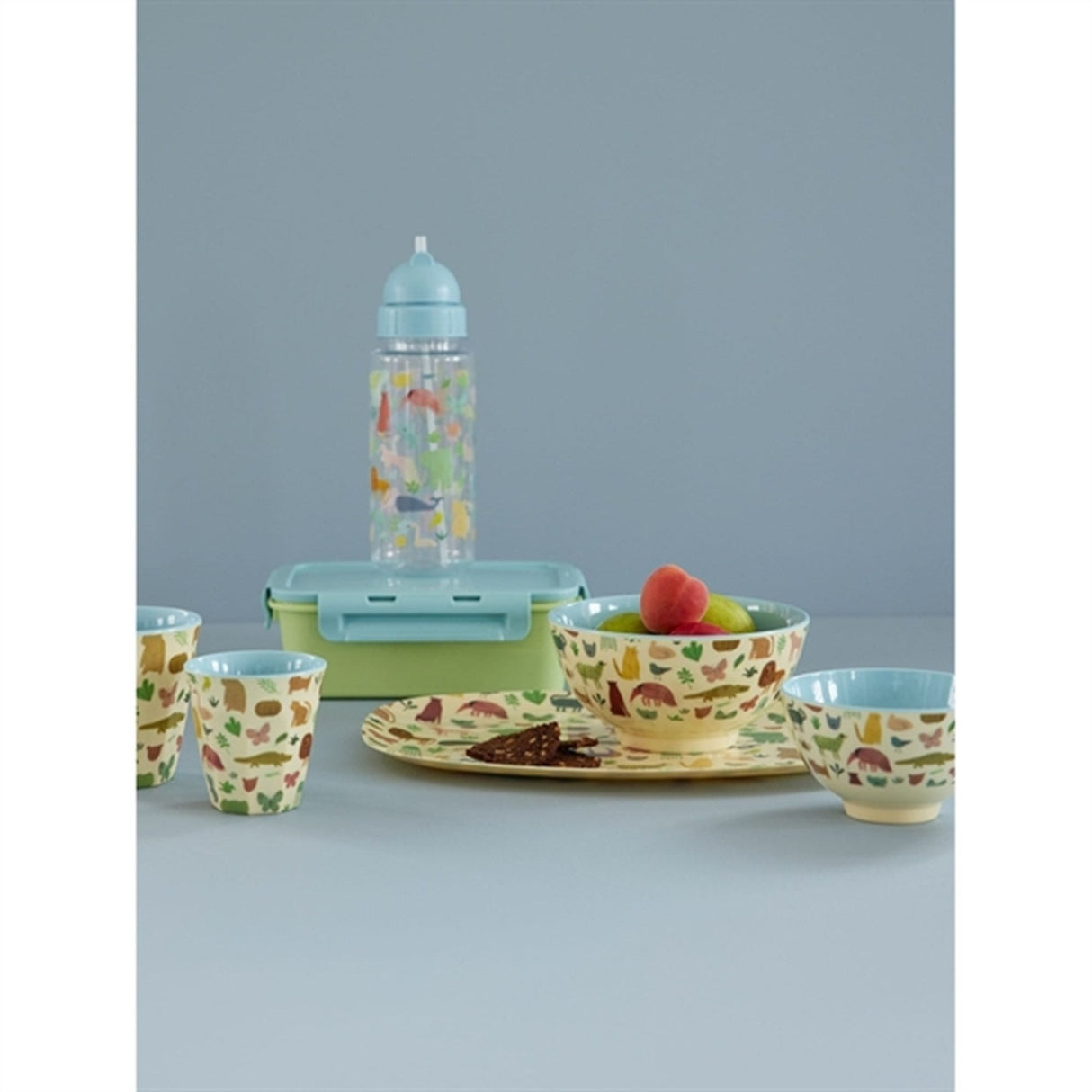 RICE Soft Green/Blue Madkasse med 3 inddelinger