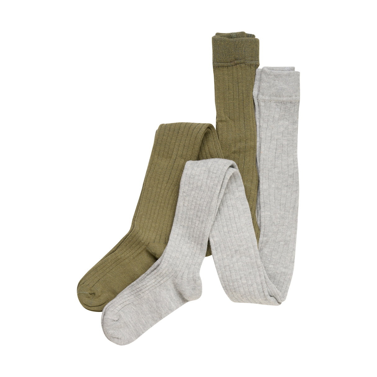 Minymo Stocking - solid rib 2-pack - Strømpebukser Grå-grøn 5754