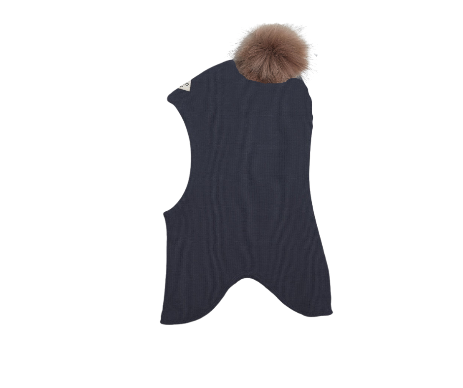 Racing Kids Uld Rund Elefanthue Dark Navy med kvast