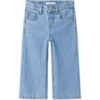Name It Light Blue Denim Multi Rose Wide Stripe Jeans