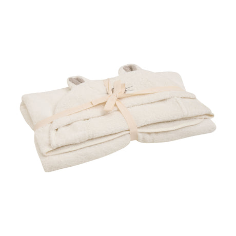 Pippi Badehåndklæde med hætte - hvidt med mus