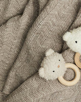 Smallstuff babytæppe, fishbone, merino uld - nature