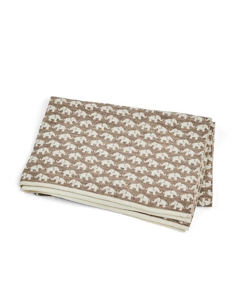 Smallstuff Babytæppe med elefanter, merino uld, natur