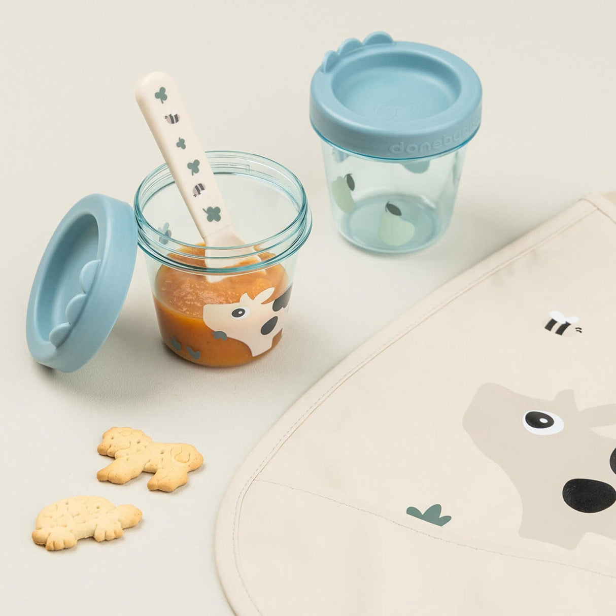 DonebyDeer Blå Babymad bøtte 2 stk. Tiny farm
