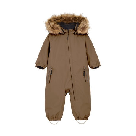 Baby Coverall W. Fake Fur - Fossil