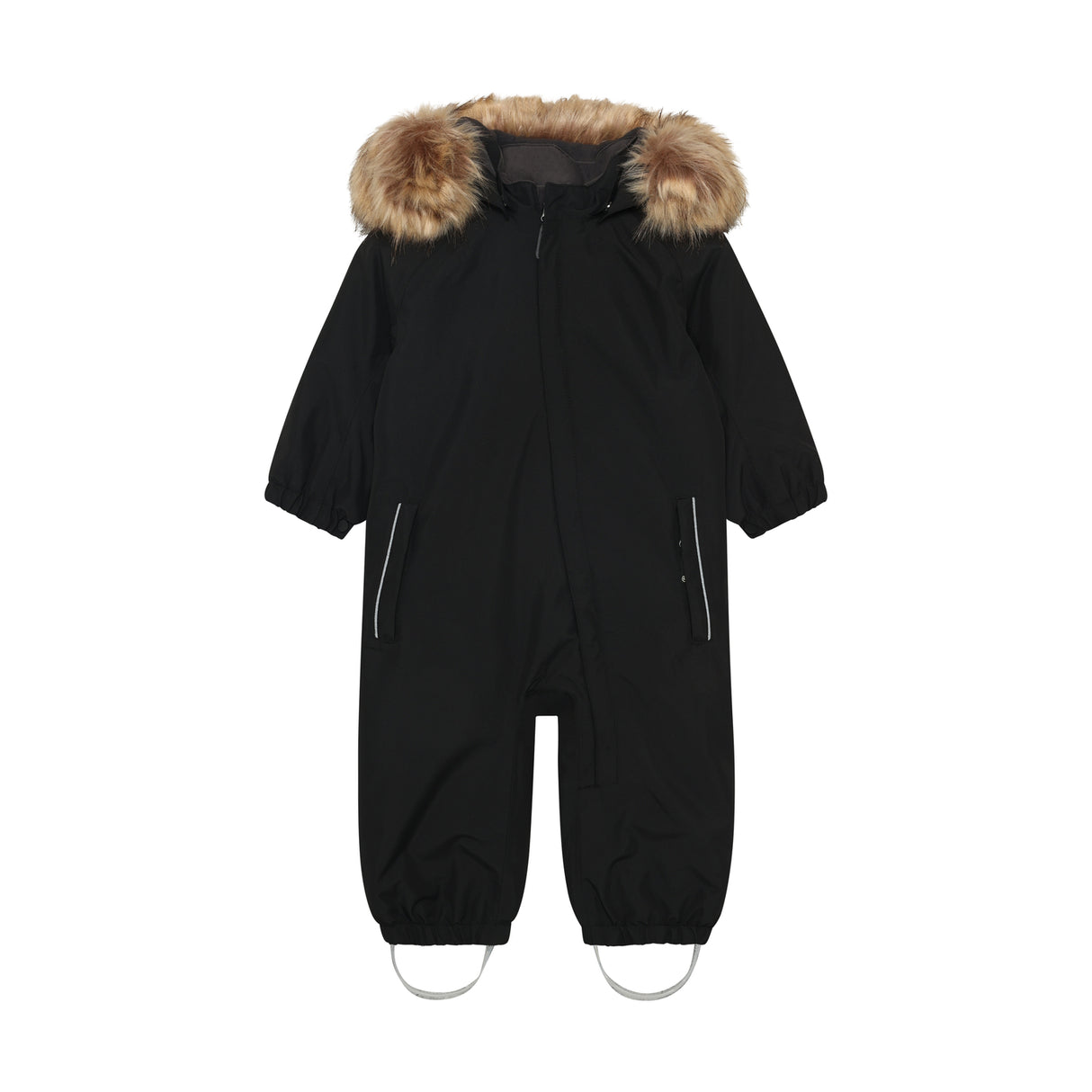 Color Kids Babyflyverdragt med kunstig pelskrave - Black
