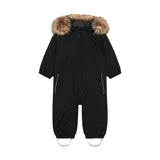 Color Kids Babyflyverdragt med kunstig pelskrave - Black