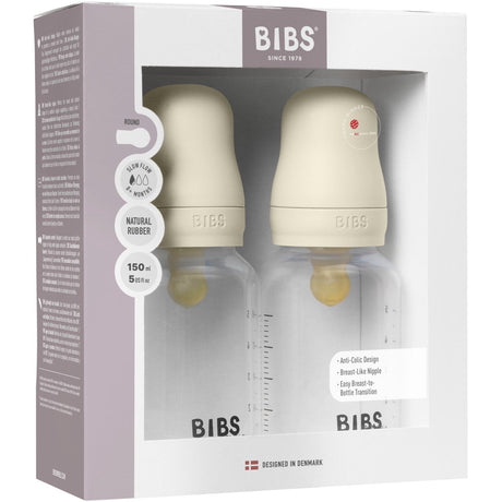 Bibs Ivory Baby Flaske Round Latex 2 Pack 150 ml Slow Flow