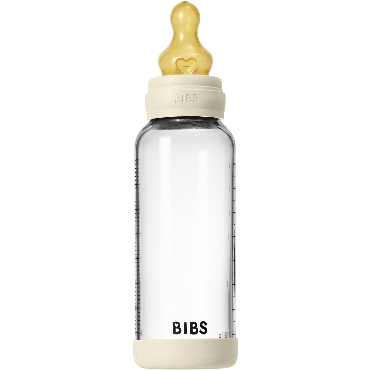 Bibs Ivory Glass Baby Flaske Round Latex Medium Flow