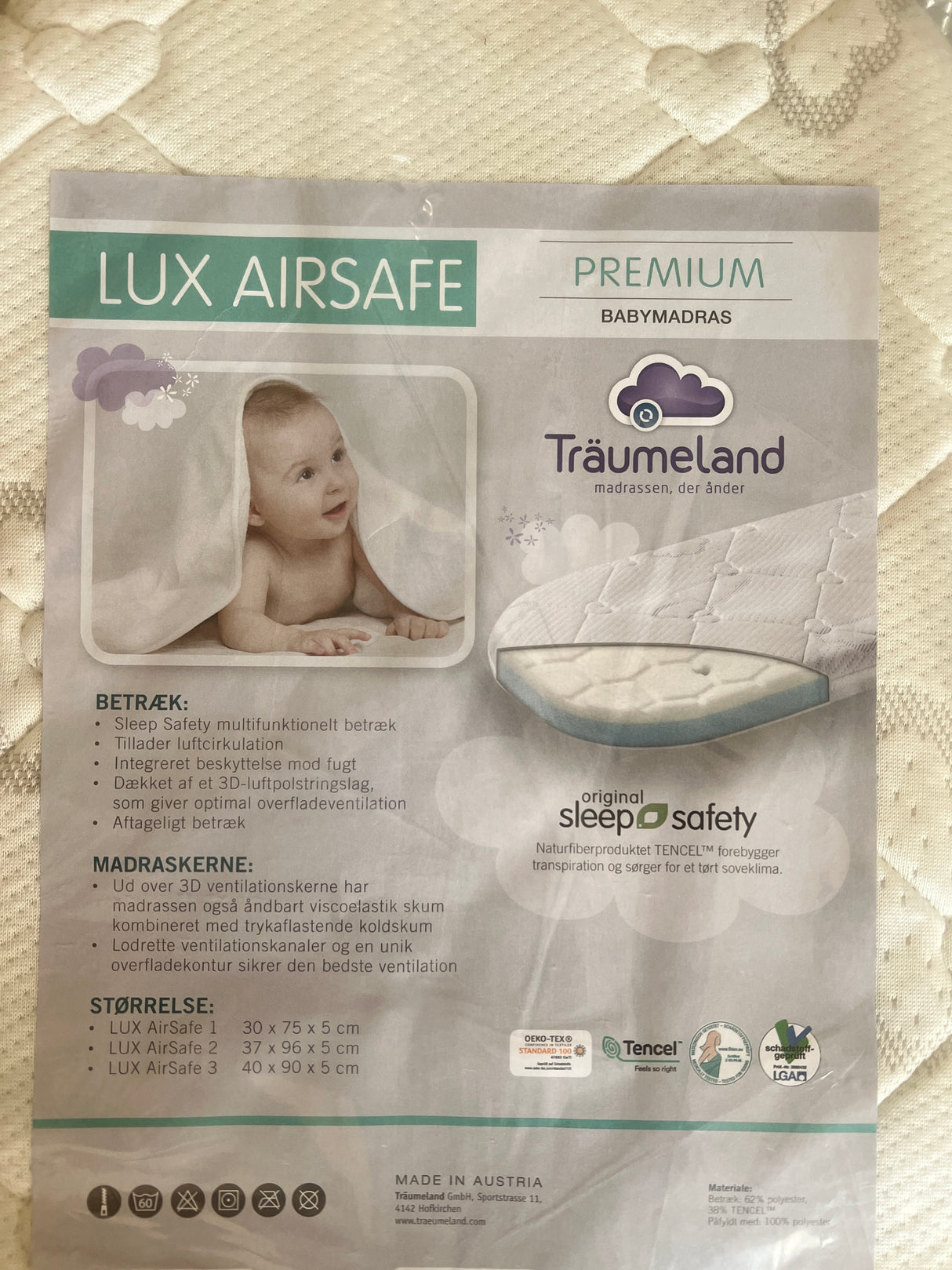 Träumeland Barnvogns Madras (Lux airsafe)  37x96 cm