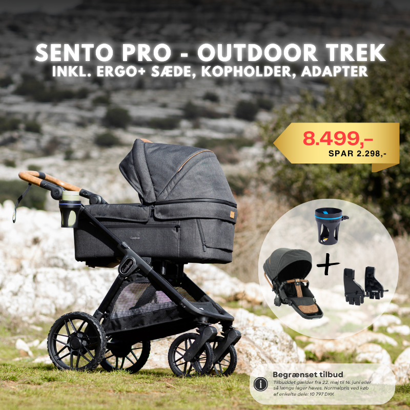 Emmaljunga Sento Pro: Outdoor Trek I Inkl. Ergo+ sæde, kopholder, Adapter