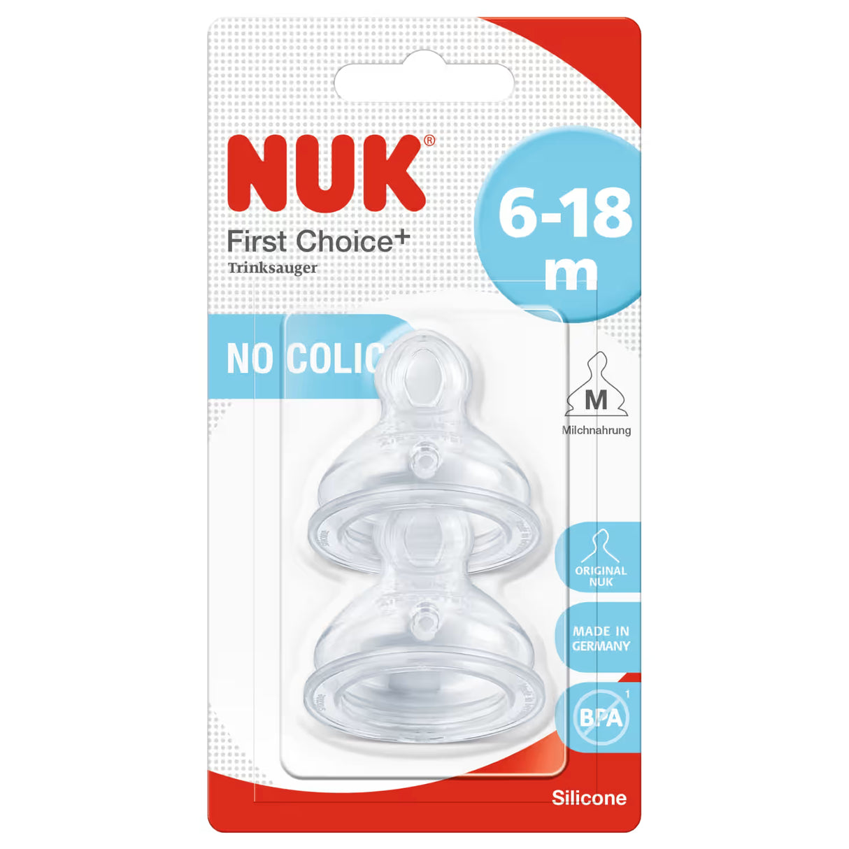 Nuk First Choice+ M (6-18M) Flaskesutter