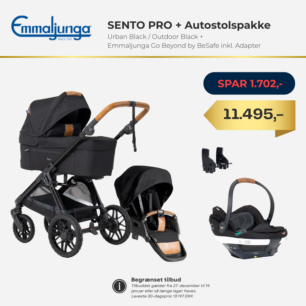 Emmaljunga Sento Pro Outdoor Black + Autostolspakke