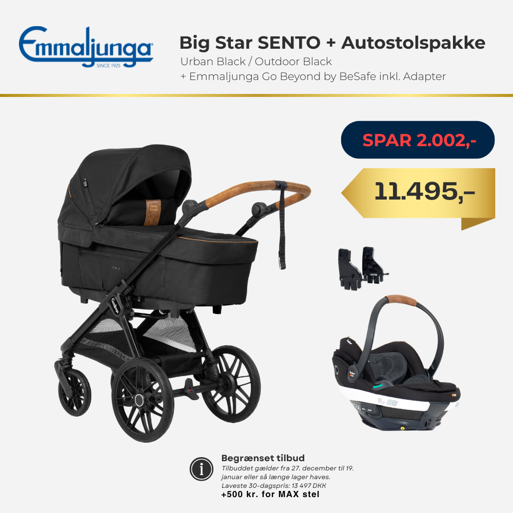 Emmaljunga Big Star Sento + Autostolspakke (Urban black / Outdoor black)