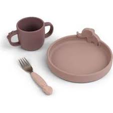 DonebyDeer peekaboo silicone dinner set - rosa
