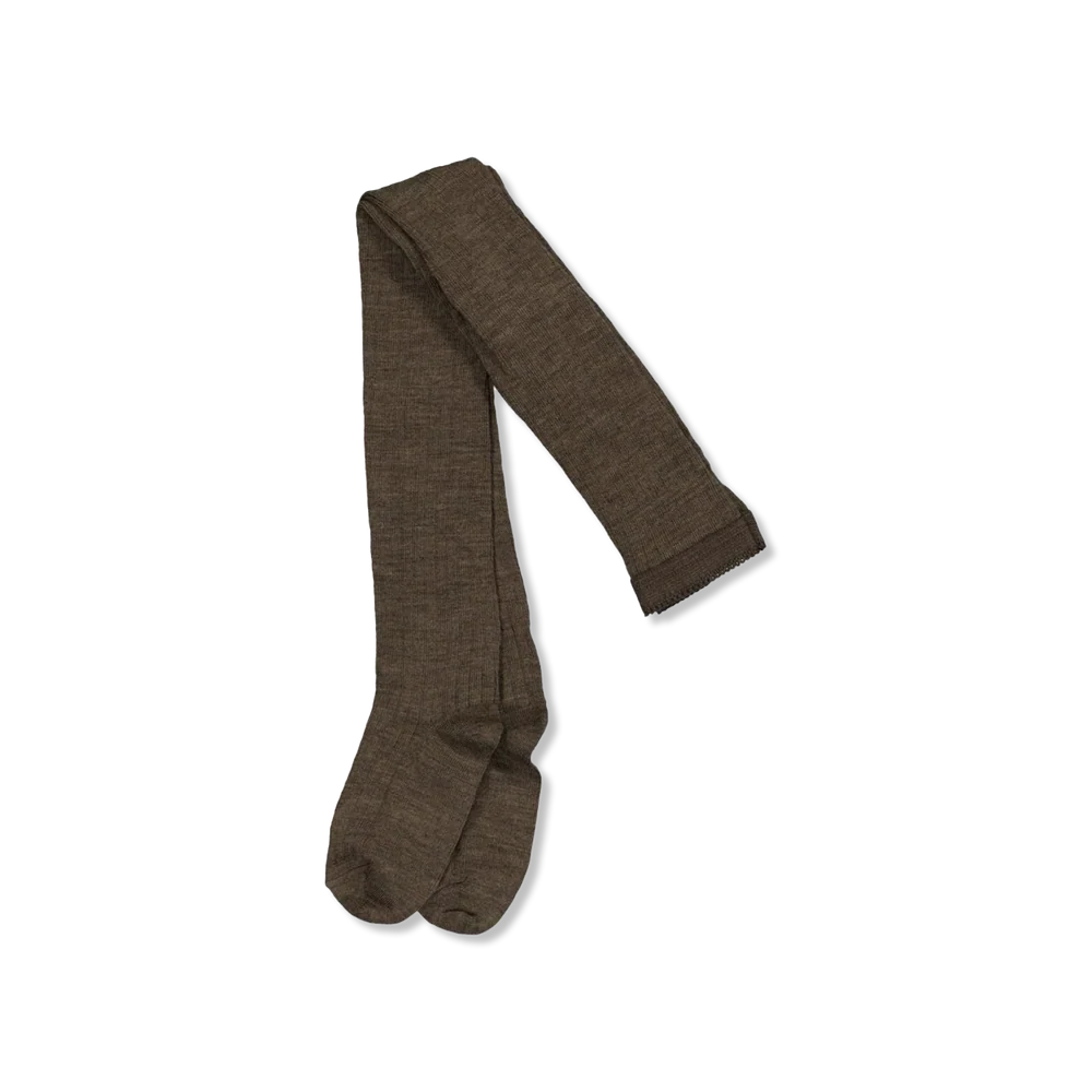 MP 128 Uld Rib Strømpebukser Brown Melange